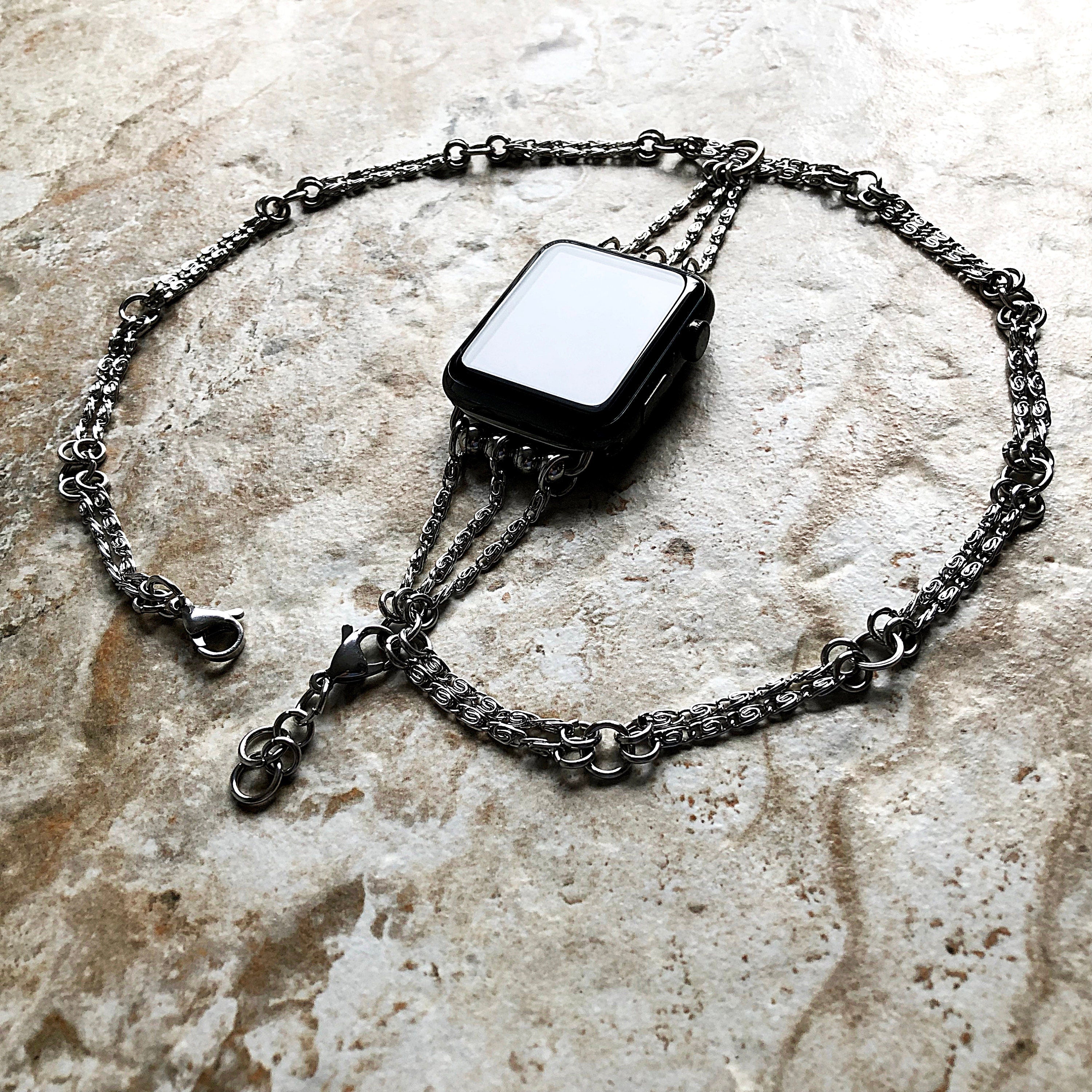 Apple New Lumachina Silver Color Chain Link Bracelet iWatch Ultra 2 9 8 7 SE 6 5 4 3 2 1 Case 38mm 40mm 41mm 42mm 44mm 45mm 49mm St Steel